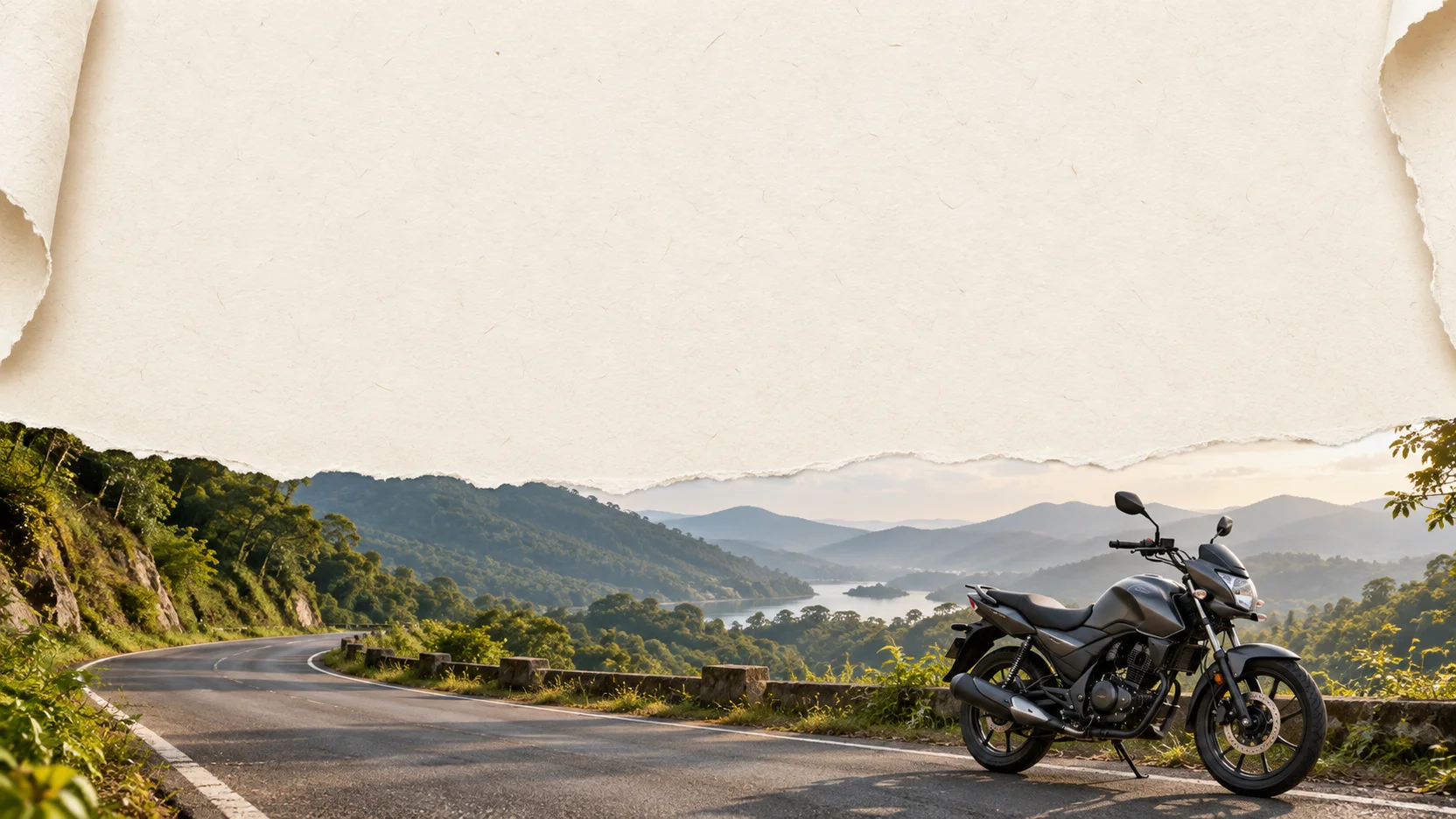 Illustrative motorcycle journey through an Indian hillside road